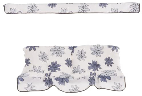 PATIO Bankauflage 135x50 cm mit Sonnendach Tora Sitzkissen mit Rückenlehne für Hollywoodschaukel Volant Blumenmotiv