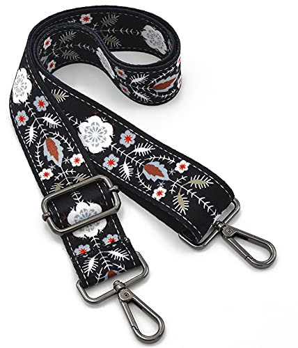 ROYGBCP Taschengurt, Vintage, Schwarz, Polyester, Haken, Crossbody-Strap