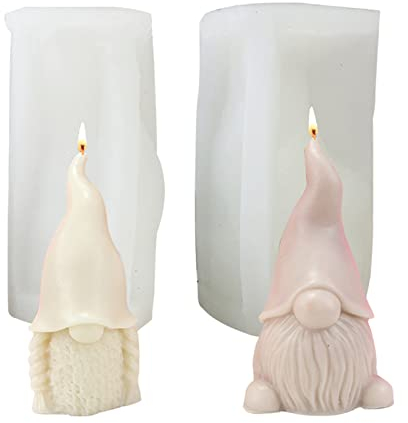 2 Stück Weihnachtsmann Kerzenformen Weihnachtsmann Kerzengießform Weihnachtsmann Silikonform DIY Weihnachtswichtel Silikon Form Für DIY Seife, Wachs, Kerzen, Aromasteinen, Schlüsselanhänger