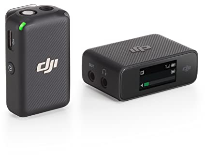 DJI Mic (1 TX + 1 RX), Microfono wireless, 250 m di distanza, Compatto e ultraleggero, Registrazione di 14 ore, Microfono wireless per PC, iPhone, Fotocamere, YouTube, Vlog, Live Stream