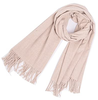 Whoiy Schal Unifarben, Winterschal Damen Kuschelig Einfarbiges Quasten-Rechteck Braun 190X65cm Warmer Winterschal-Poncho