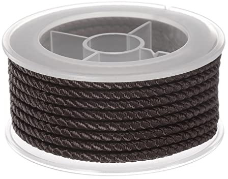 sourcing map Hilo de Nylon, Cuerda de Abalorios de Cordel, Cordón Trenzado Extrafuerte 3mm para Pulseras Joyería Fabricación Bricolaje Artesanías 4M/13 Pies, Café