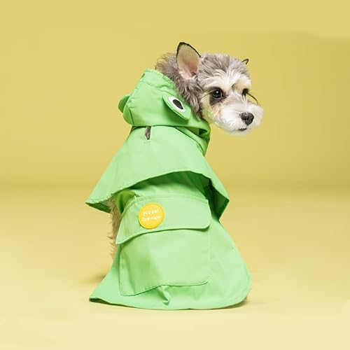Hunderegenmantel, Wasserdichter Hunderegenmantel, Leichter Hunderegenmantel, Hundeumhang Mit Kapuze Und Taschen Für Kleine Bis Mittelgroße Hunde,Grün,XXL