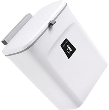 Cabilock Poubelle Murale Couvercle 9l En Conteneur De Stockage Des Déchets En Plastique Solide Cuisine Bureau Design Simple Et Élégant