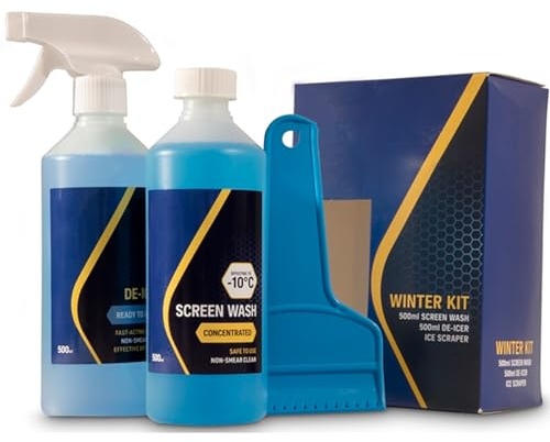 Xtremeauto Car Deicer + Screenwash + Ice Scraper - Deicer Car Windscreen Rapid Anti Freeze Trigger Spray, Remove Ice From Car Windows & Windshield De Icer Scraper