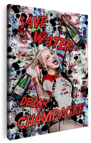 Artmazing | Harley Quinn Bild bunt | S-Art Bilder | Harley Quinn Bilder Modern | Coole Wandbilder Wohnzimmer | Wandbild Harley Quinn Deko XXL | Bild Leinwand XXL | buntes Poster für Wand