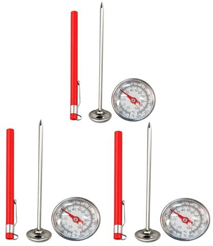 Thermomètre De Température du Sol en Acier Inoxydable 127 mm, Accessoires De Jardinage Thermomètre À Compost pour Le Rempotage, La Plantation Et Le Jardinage (3 Pièces)