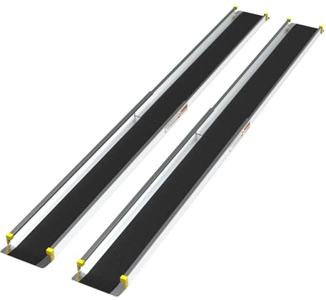 Evcitn Wheelchair Ramps for Home Steps,4-7 FT Adjustable Portable Wheelchair Ramp, Aluminum Portable Ramps for Wheelchairs, Non-Slip Handicap Ramp for Home Entry, 600lbs