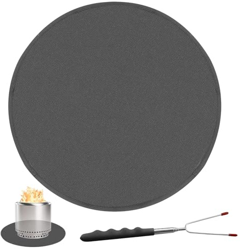 Tabletop Fire Pit Feuerstellenmatte mit einziehbarer Grillgabel, feuerfeste Tisch-Feuerstellenmatte für Solo Stove Mesa, 5-lagige hitzebeständige Matte, Wärmeabweiser-Feuerschalenmatten
