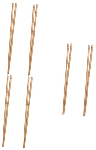 Cabilock Palos Largos Churros 6 Pares Palillos Largos Madera Para Acampar Franja Hawaiano Palillos Cocina Madera Palillos Para Freír Palillos Japoneses Coreano Mesa Cena Agua Sushi Frito