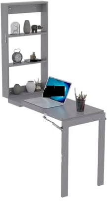 Wandklapptisch Schreibtisch, Mehrschichtige Massivholzplatte, Stilvoll und schön, Sperren, nachttisch wandmontage, für Wohnzimmer Küche Schlafraum (Color : Gray, Size : 90 * 45 * 75CM)