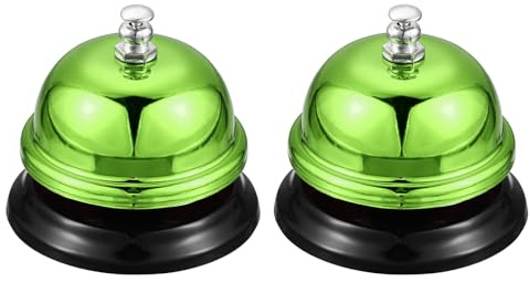 QUARKZMAN 2 Stück Tischglocke Rezeptionsklingel, 65mm/2,56 Tischklingel aus Edelstahl Gefertigt Stark und Langlebig,für Restaurants, Hotels, Bars - Grün