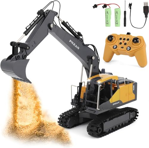 ZWOOS Ferngesteuerter Bagger, 13 Kanal Spielzeug, Voll Funktionsfähig RC Traktor im Maßstab 1:16 mit Fernbedienung