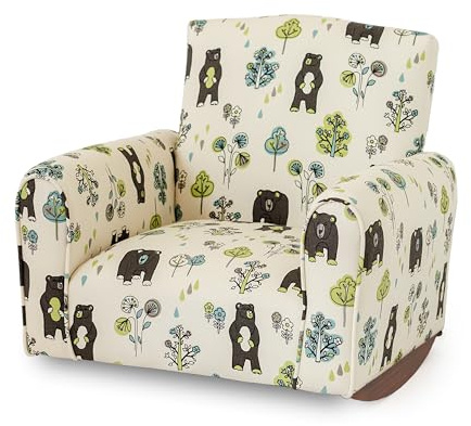 The Rose Hill Company Kid Rocking Chair for Toddlers, Child Chair for Little Kids, Upholstered Toddler Armchair for Children, Comfy and Cute Little Kid Chairs (Rockers, Bears & Trees Print)