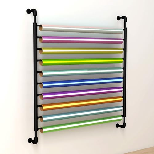 Commercial Auto Beauty Store Color Change Film Display Rack Window Film Organizer, Wall Mounted Storage Rack for Car Vinyl Roll Holder, Hanging Fabric/PVC Tablecloths/Wallpaper Rolls(10 rolls,Height 2