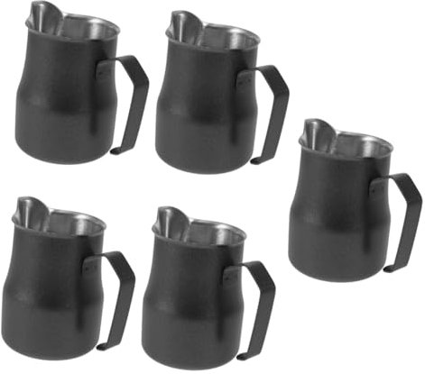 Homoyoyo 5pièces Pichet à Mousse De Lait Acier Inoxydable Avec Bec Précis Pour Latte Art Tasse De Mousseur Ergonomique Pour Espresso Et Café Mousseux