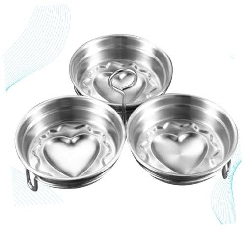 OKUMEYR 3pezzi Stampi Per Uova Forma Di Cuore in Acciaio Inossidabile Modellatore Per Colazione Ragazzo Ragazza Ragazza Utensile Per Cottura Vapore e Pancake Facile Da Pulire e Multifunzio