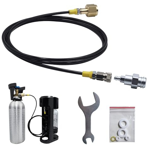 Aopkeo Soda Machine Sparkling Water Maker Carbon Dioxide Fill Station Adapter TR21-4 for External CO2 Tank with 98 Inches Hose Kit and 8mm Male Quick Disconnect Connector