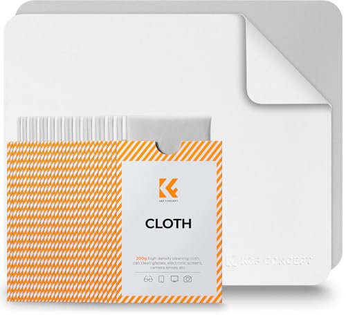 K&F CONCEPT 30 Stück Mikrofasertuch, Brillenputztücher, Linsenreinigungstuch,Brillenlinsenreiniger, Reinigung von Brillen. Kameralinsen, VR/AR-Headsets und Bildschirmen, Weiß & Grau (15x18 cm)