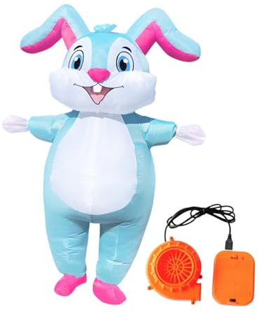 Perfeclan Aufblasbares Osterhasen Kostüm für Erwachsene - Lustiger Karneval Overall mit Gebläse - Perfekt für Halloween & Bühnenauftritte