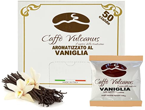 Caffè Vulcanus - Café aromatisé à la vanille - 50 dosettes en papier filtre compostables ESE44