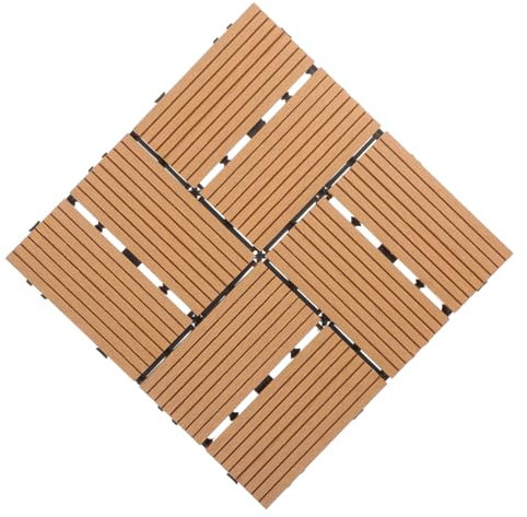 UKCOCO Interlocking Deck Tile Outdoor Flooring for Garden Balcony Patio Composite Easy to Install Water-resistant Coverage