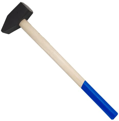 Labor Mazza da Edilizia 4 kg con Manico in Legno – Testa in Acciaio Forgiato Temprato – Mazza Tedesca
