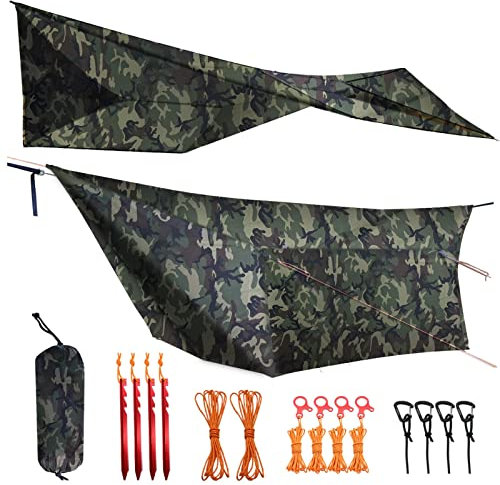 Onewind Campingplane, 3,6 m, leicht, wasserdicht, Hängematte, Regenschutz, für Armee und Bushcraft, einfacher Aufbau mit Zeltheringen und Abspannleinen, perfekt für Outdoor-Abenteuer