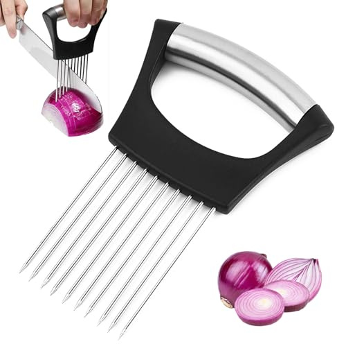 Stainless Steel Onion Slicer & Vegetable Holder – Kitchen Cutting Tool for Onions, Tomatoes, Potatoes | Multi-Purpose Kitchen Utensil