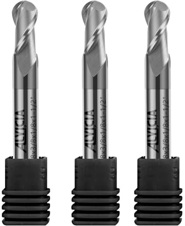 ALYICIA 3PCS 1/8 Solid Carbide Ball Nose End Mill Set for Hardened Steel