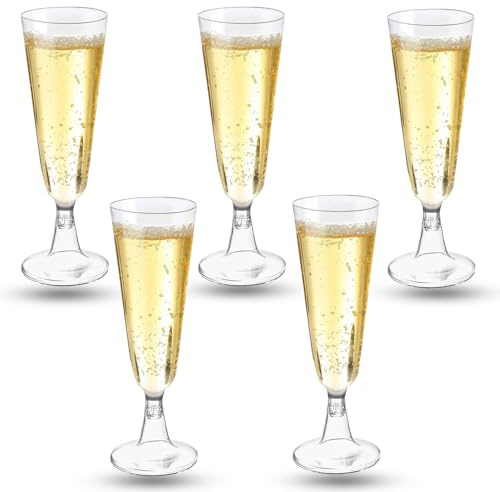 Coztie Sektgläser Plastik, 100 Stück Kunststoff 150ml Mehrweg Champagnergläser Mimosa für Sektempfang, Hochzeit, Geburtstag, Picknick, Party - Transparent