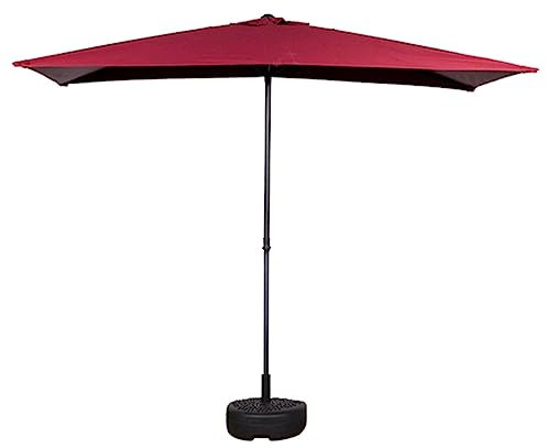 Parasol de jardin compact, pliable, parasol de table d'extérieur, auvent de plage durable avec baleines robustes, abri solaire au bord de la piscine, base rechargeable, manivelle rouge facile à ouvrir