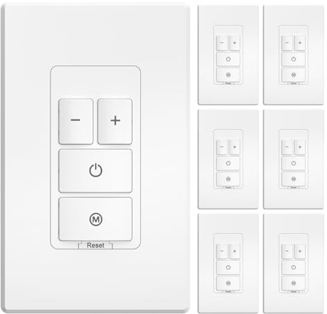 Amico Electronic Dimmer Switch, Touch Button Control, Single-Pole with LED Indicator, 150W Dimmable LED & 450W Incandescent, Includes Wall Plate, ETL Listed, 6 Pack, White