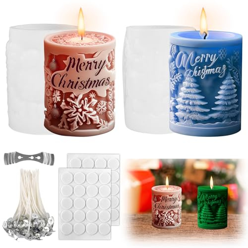 2 Stück Kerzenform Silikon Weihnachten für Duftkerzen Handwerk Ornamente | DIY Kerzenformen zum Gießen Kerzen Formen Silikon Kerzenformen Kerzen Selber Machen Set
