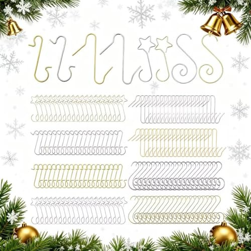 SHUOHONG 160 Piezas Adornos Arbol Navidad Ganchos Decoración Arbol de Navidad Ganchos Christmas Baubles Adornos Navideños Decoração Arvore Natal para Arboles Colgantes Decorativos