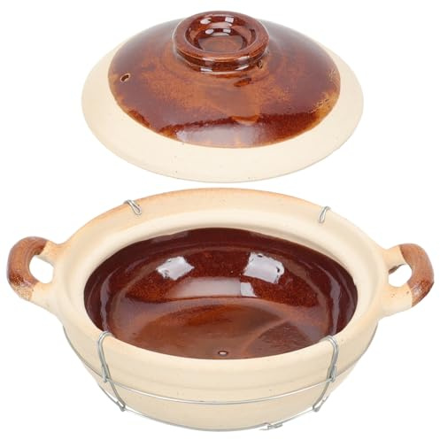iplusmile Cazuela de Barro con Asa para Uso Doméstico Olla Pequeña Ventilación de Vapor Cocción Uniforme y Ahorro de Energía para Arroz Frito y Guisos Tradicionales