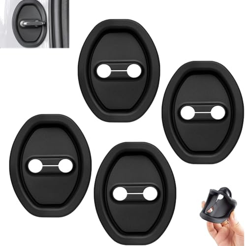 Multipleon Car Door Lock Silicone Protective Pad, Strike Protector Slam Stopper, Universal Door Latch Lock Cover, Shock Absorber for Automotive Exterior Accessories (Black 4PCS)