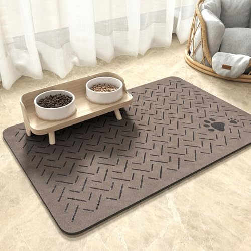 Napfunterlage Hund Futternapf Unterlage, rutschfest Futterunterlage Haustiere Hundefutter Matte, Absorbierend Haustier Fütterung Matte Personalisierte Katze Platzset (Braun, 40 x 60 cm)