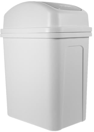 Happyyami Cestino della Spazzatura con Coperchio a Ribalta, Secchio della Spazzatura in Plastica Spesso Grigio Chiaro, Bidone per Cucina e Soggiorno, Capiente e Compatto per Spazi Interni