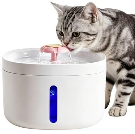 Kattfontän - 2,6 L Tyst Vattenskål Automatisk Husdjursmatning - Husdjursvattendispenser | Lämplig för smådjur, inomhus i, lägenhet, studentrum, samt för resor och bilsemestrar