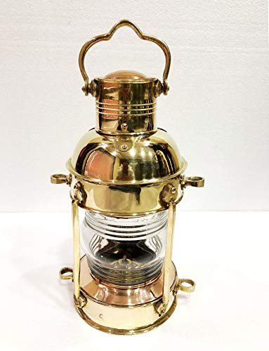 Antique Farol de latón para colgar en la pared, diseño marítimo náutico, de 38,8 cm, para colgar en la pared