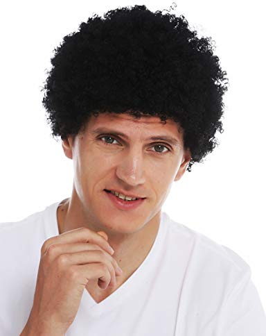 WIG ME UP - MMAM-9M-K01 Perücke Damen Herren Karneval kurzer dichter Afro krause Locken schwarz