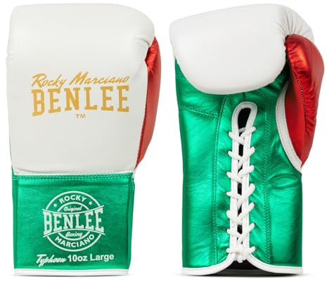 BENLEE Boxhandschuhe aus Leder Typhoon 10 oz L, White/Green/Red