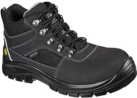Skechers herr TROPHUS LETIC ankelstövel säkerhetsskor, Svart Nubuck lädertextil, 42 EU