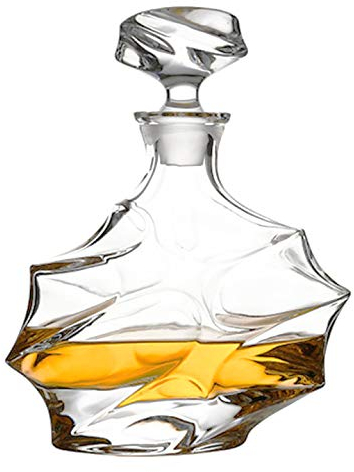 Decanter in vetro con tappo geometrico ermetico, decanter per whisky, vino, bourbon, brandy, liquori, succhi di frutta, acqua, collutorio, vetro italiano senza piombo (750 ml, a forma di nuvola)