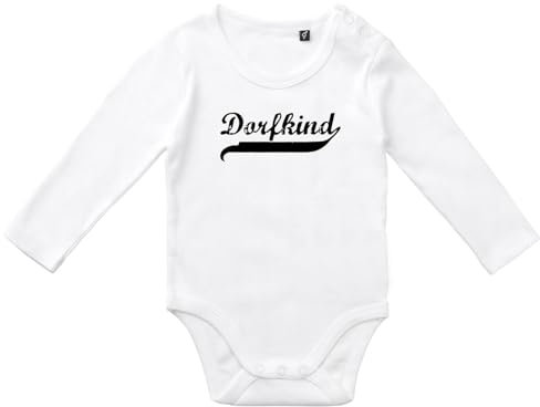 Hellweg Druckerei Wickelbody Dorfkind Vintage Geschenk Unisex Strampler White Größe 68 Bio Baumwolle Fairtrade Dorfkind Vintage Souvenir
