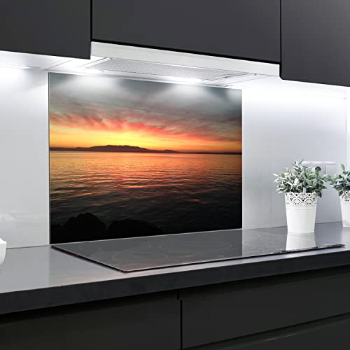 Splashback Tempered Glass Heat Resistant Toughened Decorative – 90 x 65 cm – 4 mm Thick – Perfect Behind Gas, Ceramic and Induction Cookers – Easy to Clean and Hang…