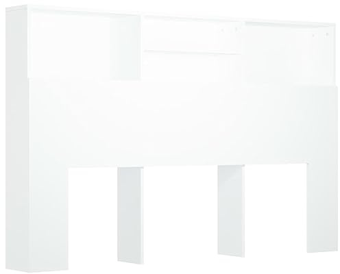vidaXL Bettkopfteil und Wandschrank, Schlafzimmermöbel, mit Aufbewahrung und Zubehör, 160 x 19 x 103,5 cm, weiß