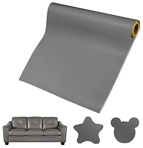 LZYKJGS Leder Patch Selbstklebend, 60 x 137cm, Reparatur Set Patch Kit, Selbstklebender Leder für Sofas, Autositze, Bürostuhl, Kopfteil, Handtaschen (Dunkelgrau)