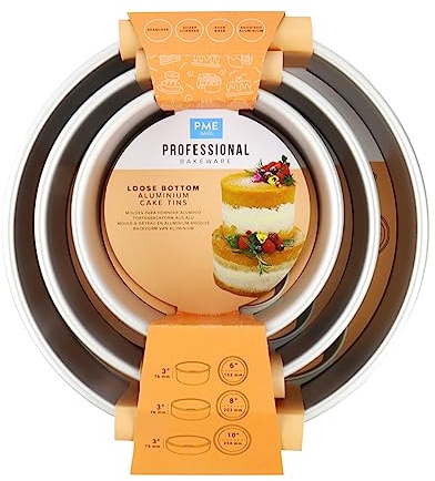 PME Juego de 3 moldes redondos con fondo desmontable - 76mm de profundidad